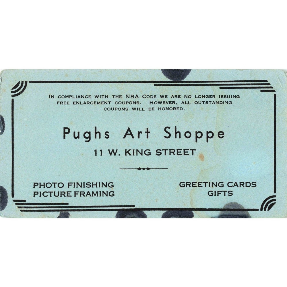 Vintage 1930s Ink Blotter Pughs Art Shoppe King Street NRA Code Unused - Picture 1 of 2